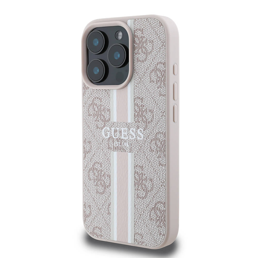 iPhone 16 Pro Max Kılıf Guess Orjinal Lisanslı M-safe Şarj Özellikli 4G Şerit Tasarımlı Printed Kapak