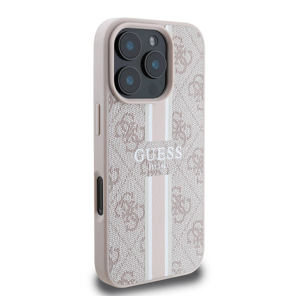 iPhone 16 Pro Max Kılıf Guess Orjinal Lisanslı M-safe Şarj Özellikli 4G Şerit Tasarımlı Printed Kapak