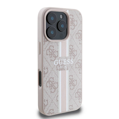 iPhone 16 Pro Max Kılıf Guess Orjinal Lisanslı M-safe Şarj Özellikli 4G Şerit Tasarımlı Printed Kapak