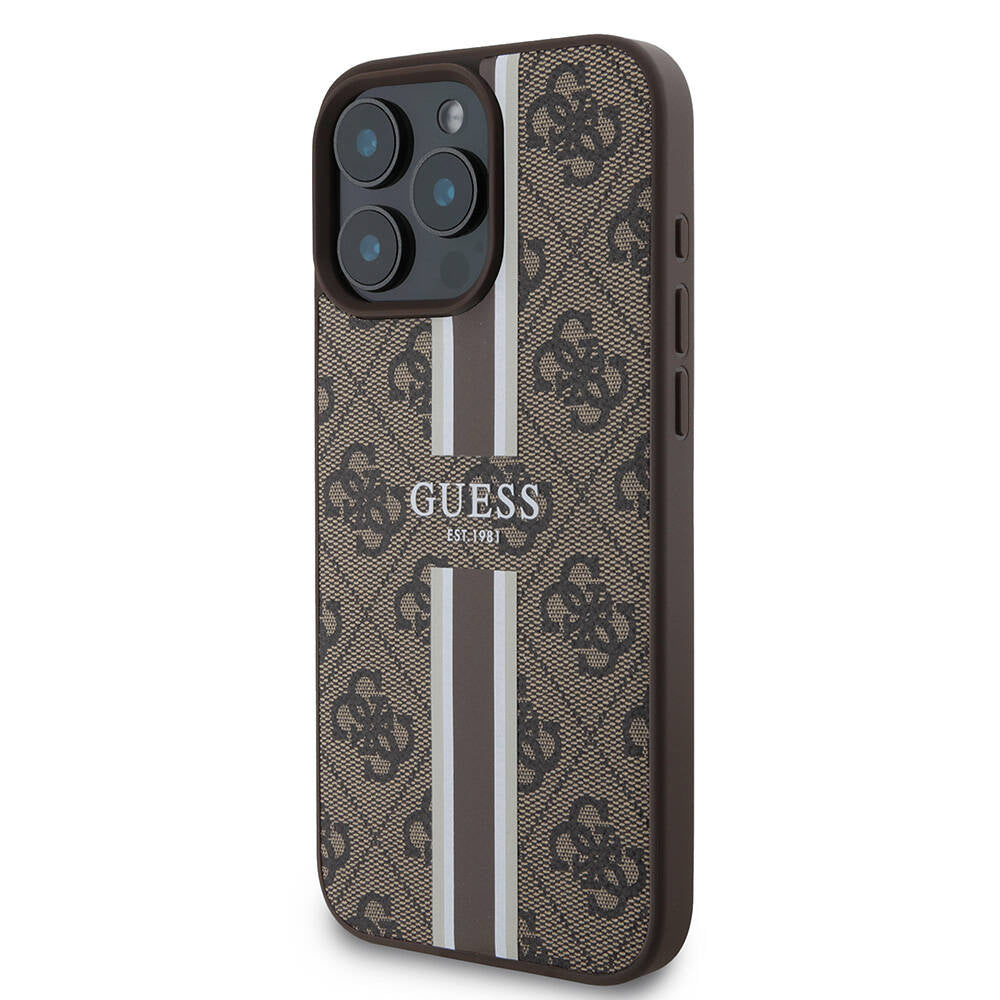 iPhone 16 Pro Max Kılıf Guess Orjinal Lisanslı M-safe Şarj Özellikli 4G Şerit Tasarımlı Printed Kapak