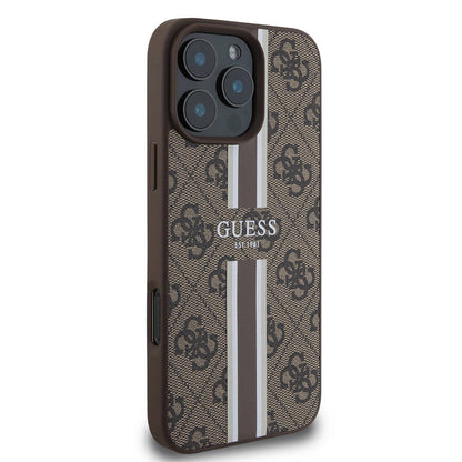 iPhone 16 Pro Max Kılıf Guess Orjinal Lisanslı M-safe Şarj Özellikli 4G Şerit Tasarımlı Printed Kapak