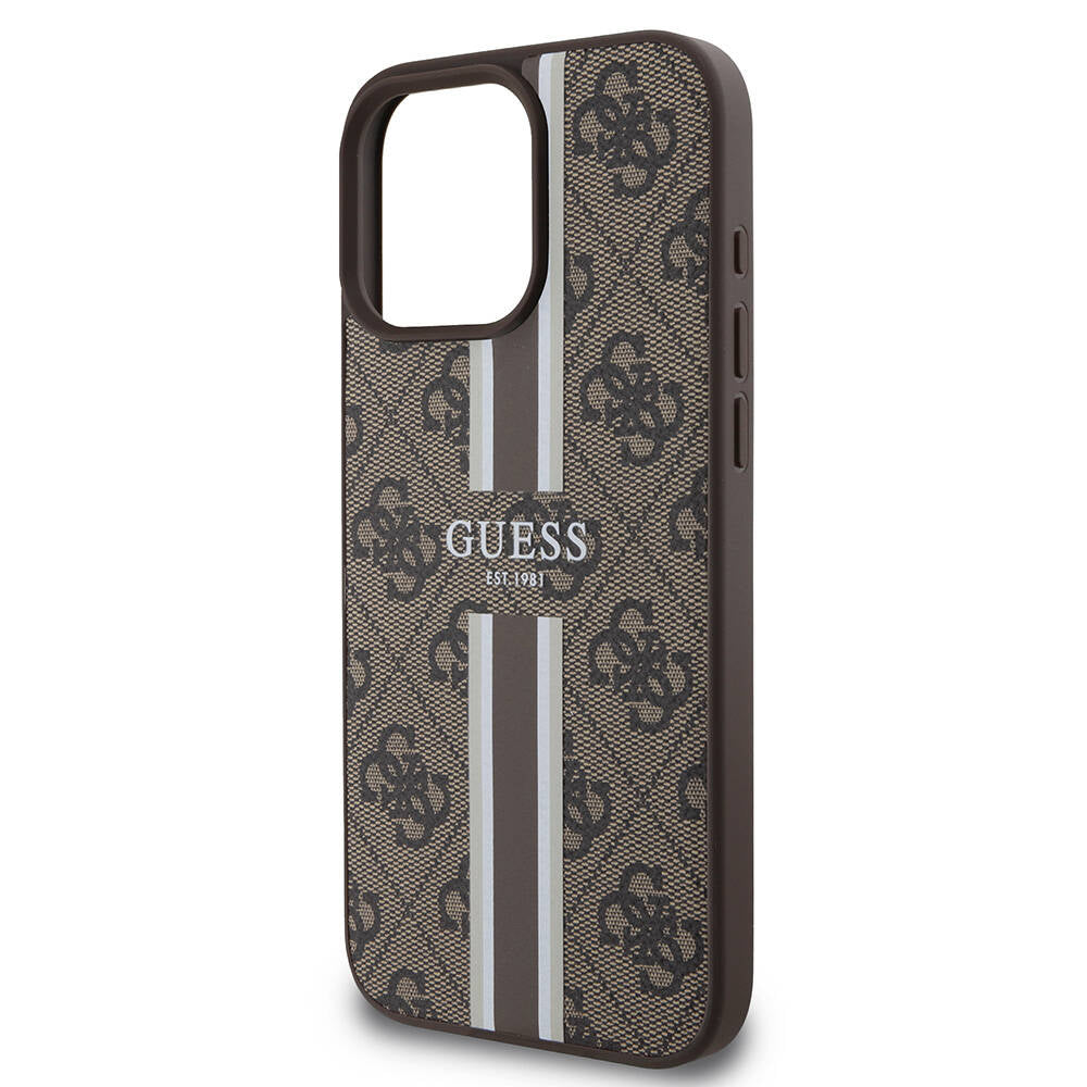 iPhone 16 Pro Max Kılıf Guess Orjinal Lisanslı M-safe Şarj Özellikli 4G Şerit Tasarımlı Printed Kapak