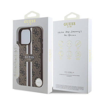 iPhone 16 Pro Max Kılıf Guess Orjinal Lisanslı M-safe Şarj Özellikli 4G Şerit Tasarımlı Printed Kapak