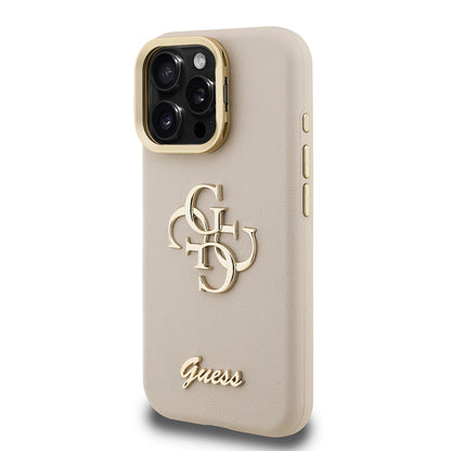 iPhone 16 Pro Max Kılıf Guess Orjinal Lisanslı Grained Yazı Logolu Kamera Standlı Kapak