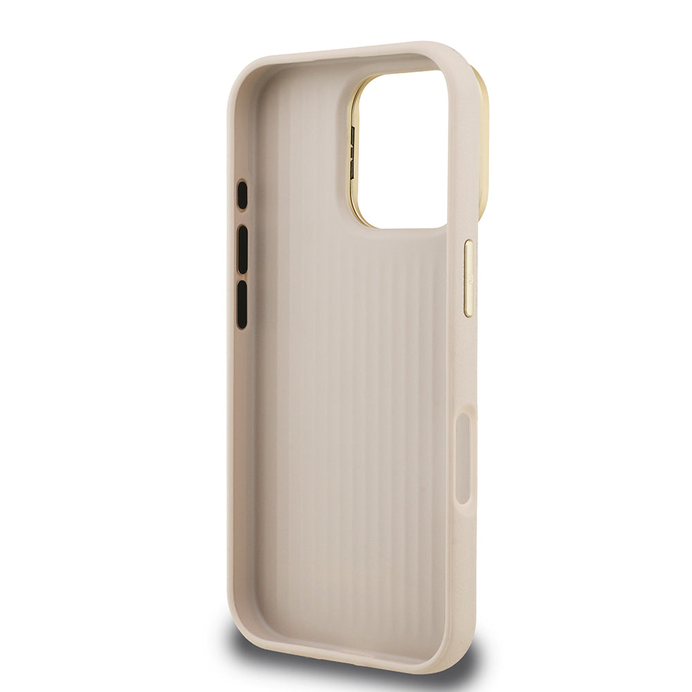 iPhone 16 Pro Max Kılıf Guess Orjinal Lisanslı Grained Yazı Logolu Kamera Standlı Kapak