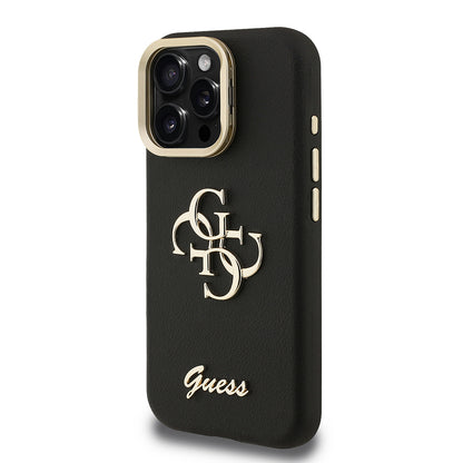 iPhone 16 Pro Max Kılıf Guess Orjinal Lisanslı Grained Yazı Logolu Kamera Standlı Kapak