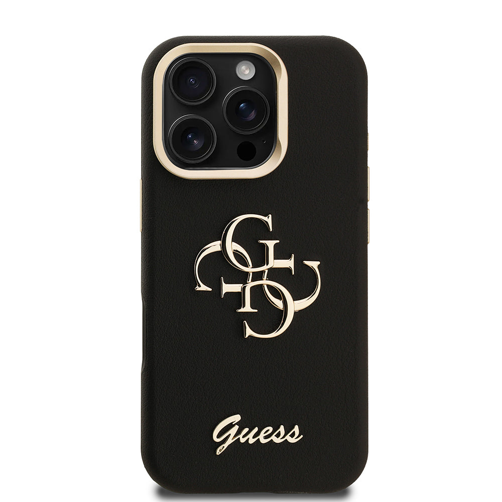 iPhone 16 Pro Max Kılıf Guess Orjinal Lisanslı Grained Yazı Logolu Kamera Standlı Kapak