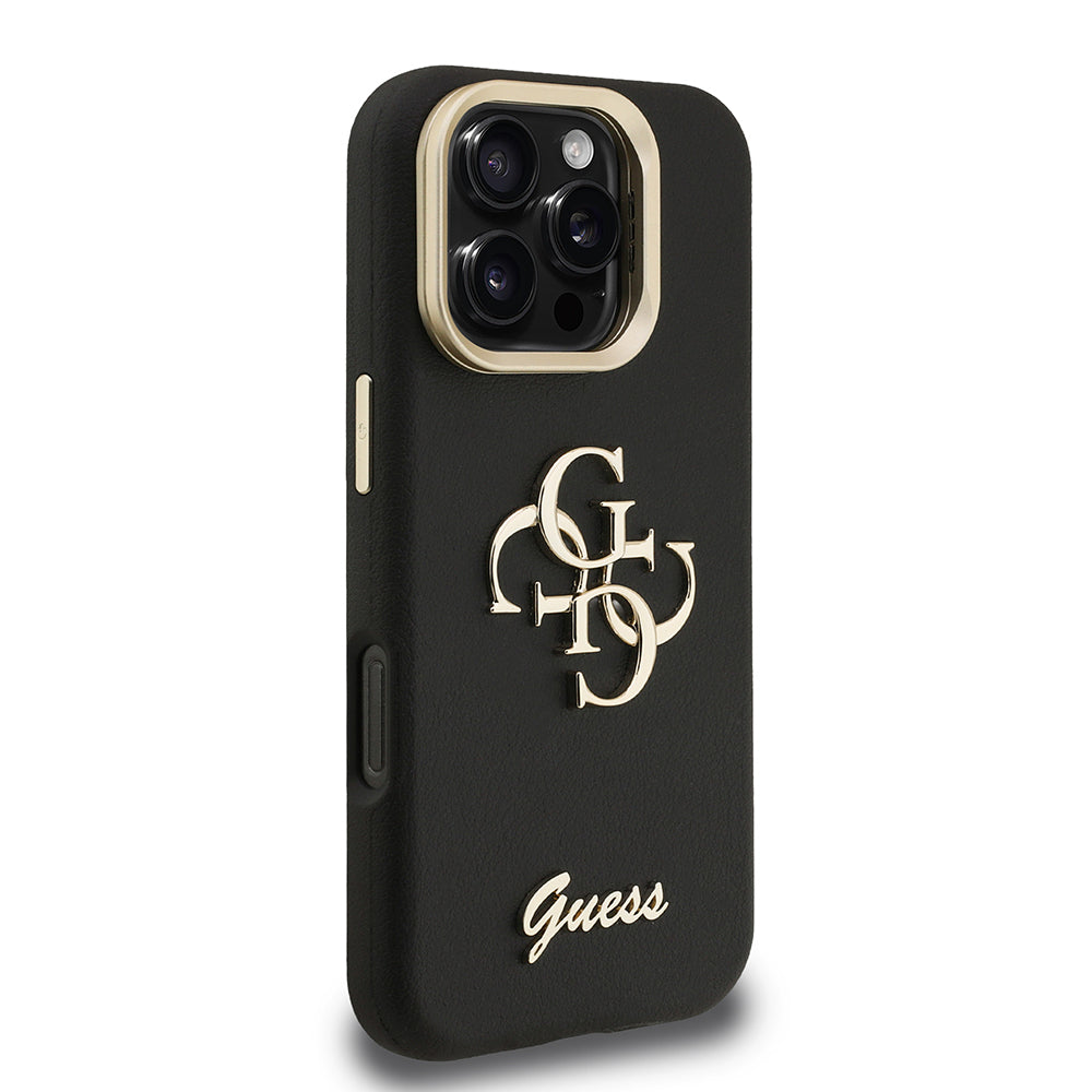 iPhone 16 Pro Max Kılıf Guess Orjinal Lisanslı Grained Yazı Logolu Kamera Standlı Kapak