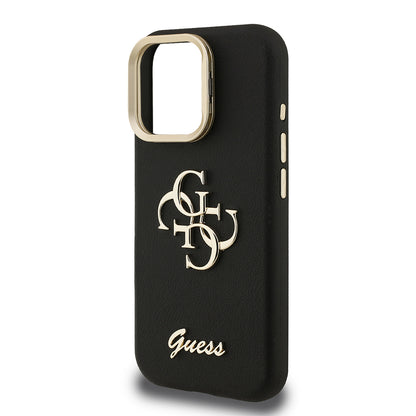 iPhone 16 Pro Max Kılıf Guess Orjinal Lisanslı Grained Yazı Logolu Kamera Standlı Kapak
