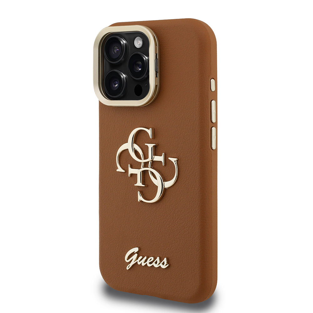 iPhone 16 Pro Max Kılıf Guess Orjinal Lisanslı Grained Yazı Logolu Kamera Standlı Kapak