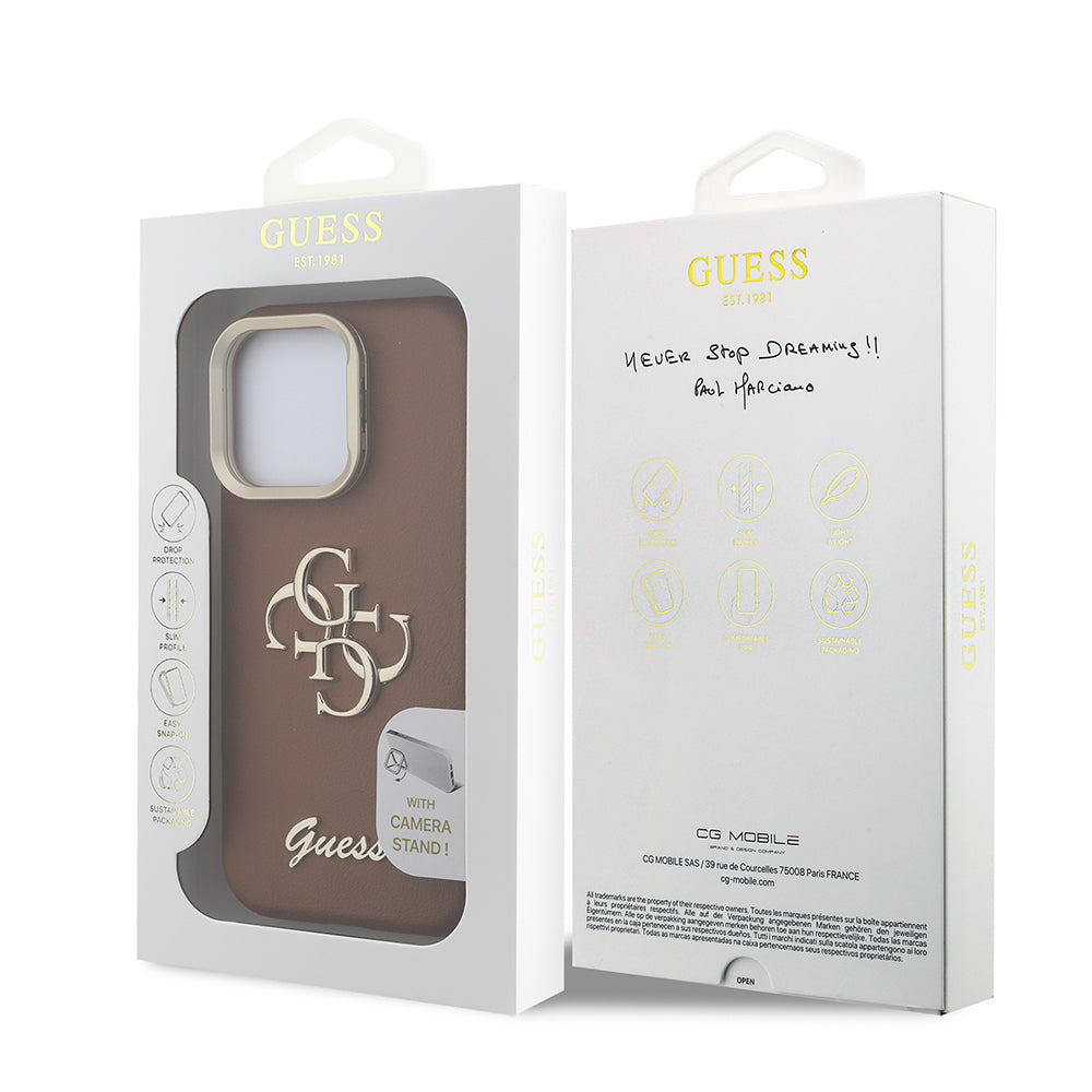 iPhone 16 Pro Max Kılıf Guess Orjinal Lisanslı Grained Yazı Logolu Kamera Standlı Kapak