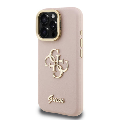 iPhone 16 Pro Max Kılıf Guess Orjinal Lisanslı Grained Yazı Logolu Kamera Standlı Kapak