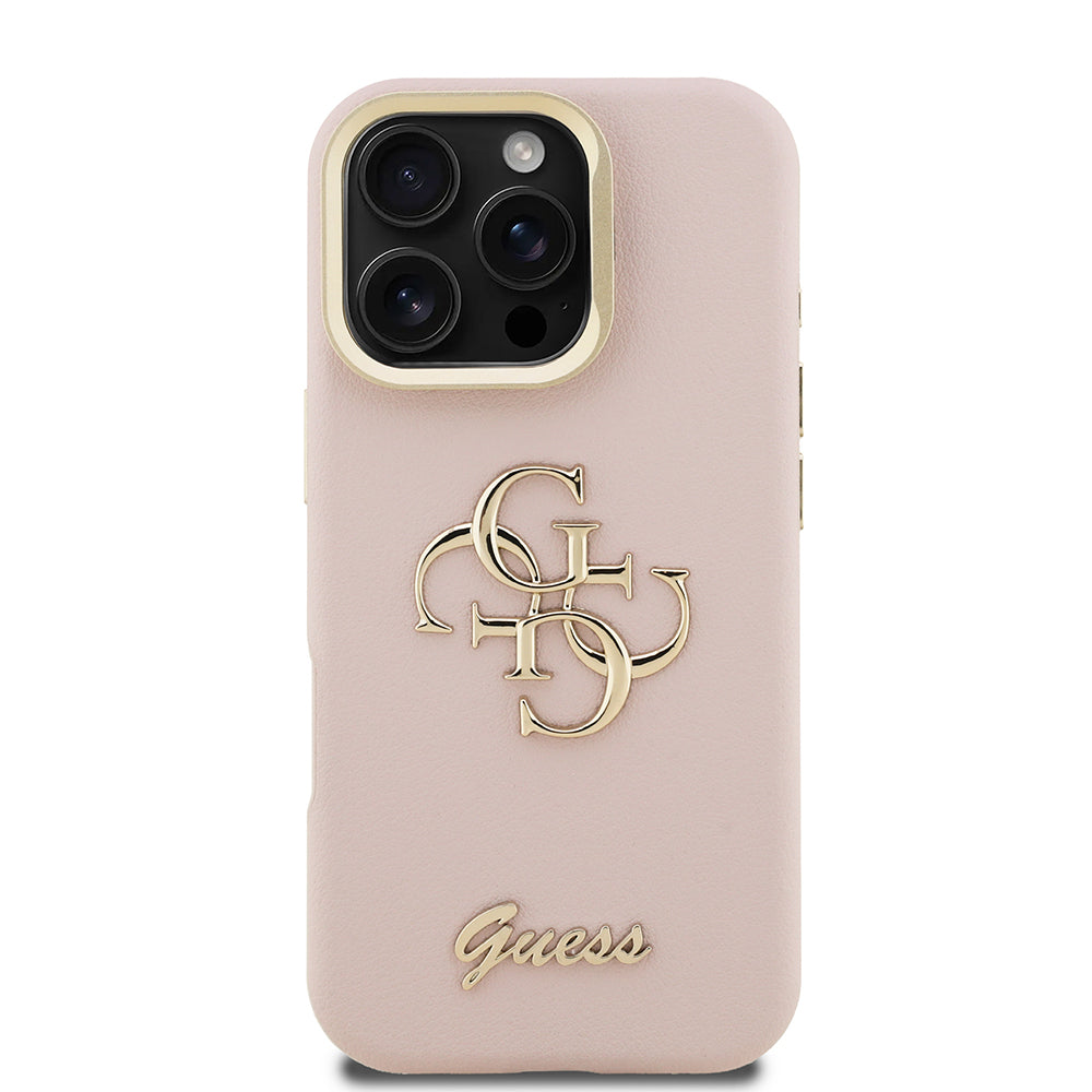 iPhone 16 Pro Max Kılıf Guess Orjinal Lisanslı Grained Yazı Logolu Kamera Standlı Kapak