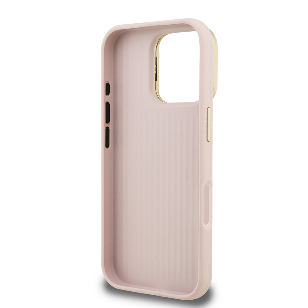 iPhone 16 Pro Max Kılıf Guess Orjinal Lisanslı Grained Yazı Logolu Kamera Standlı Kapak