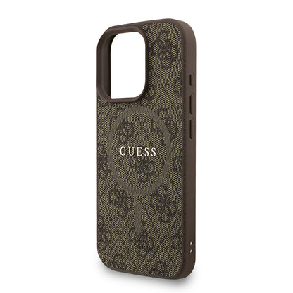 iPhone 16 Pro Max Kılıf Guess Orjinal Lisanslı M-safe Şarj Özellikli PU Deri Bilek Askı İpli Yazı Logolu Kapak