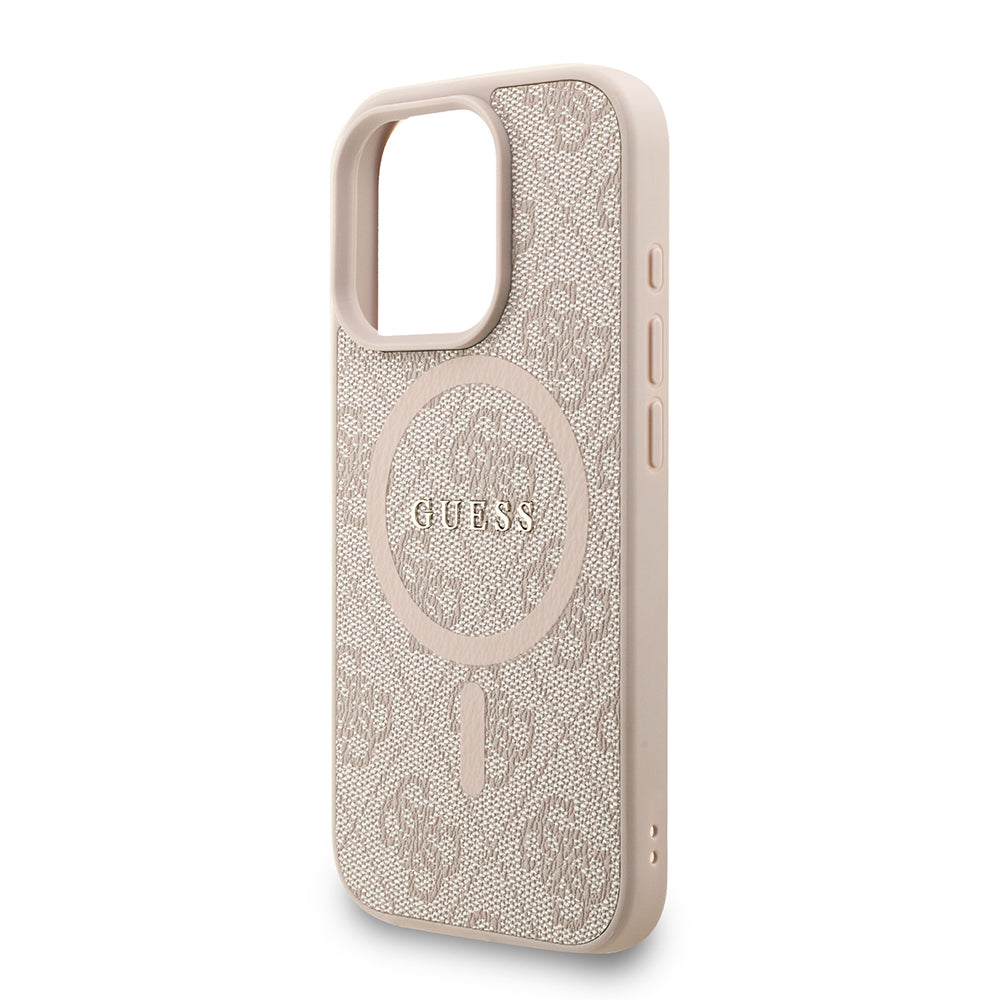 iPhone 16 Pro Max Kılıf Guess Orjinal Lisanslı M-safe Şarj Özellikli PU Deri Bilek Askı İpli Yazı Logolu Kapak