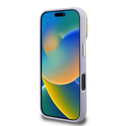 iPhone 16 Pro Max Kılıf Guess Orjinal Lisanslı M-safe Şarj Özellikli Sıcak Baskılı Yazı Logolu Kamera Standlı PU Deri Peony Kapak
