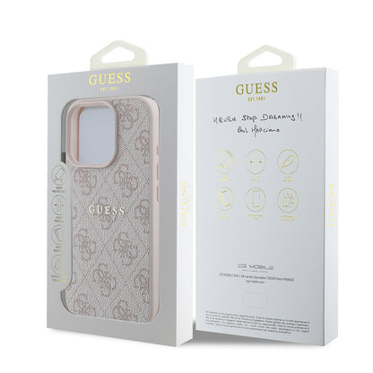 iPhone 16 Pro Max Kılıf Guess Orjinal Lisanslı M-safe Şarj Özellikli 4G Desenli Yazı Logolu Kapak