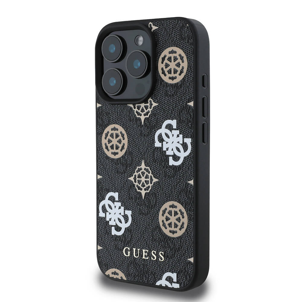 iPhone 16 Pro Max Kılıf Guess Orjinal Lisanslı M-safe Şarj Özellikli 4G Desenli Yazı Logolu Peony Kapak