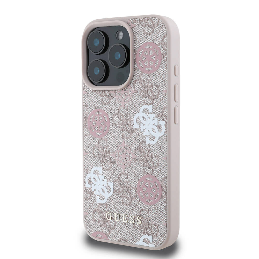 iPhone 16 Pro Max Kılıf Guess Orjinal Lisanslı M-safe Şarj Özellikli 4G Desenli Yazı Logolu Peony Kapak