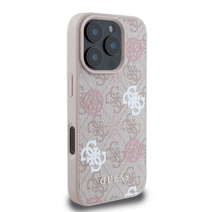 iPhone 16 Pro Max Kılıf Guess Orjinal Lisanslı M-safe Şarj Özellikli 4G Desenli Yazı Logolu Peony Kapak