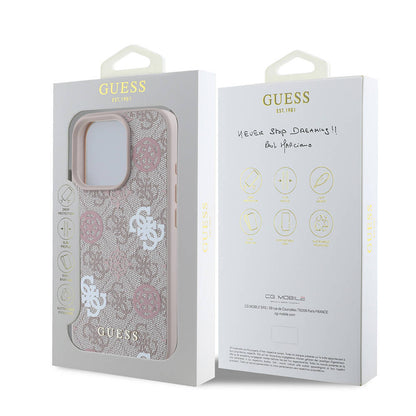 iPhone 16 Pro Max Kılıf Guess Orjinal Lisanslı M-safe Şarj Özellikli 4G Desenli Yazı Logolu Peony Kapak