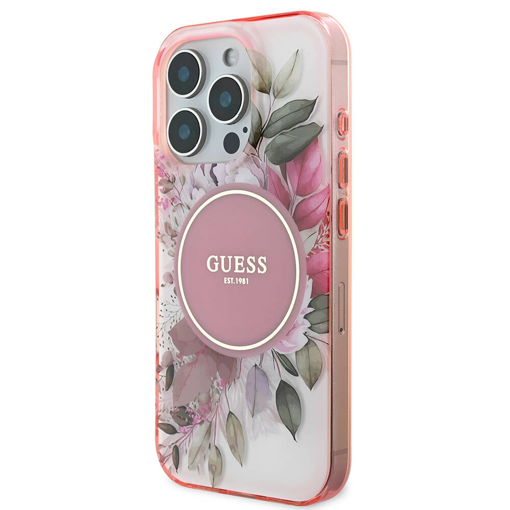 iPhone 16 Pro Max Kılıf Guess Orjinal Lisanslı M-safe Şarj Özellikli Flower Tonal Circle Kapak