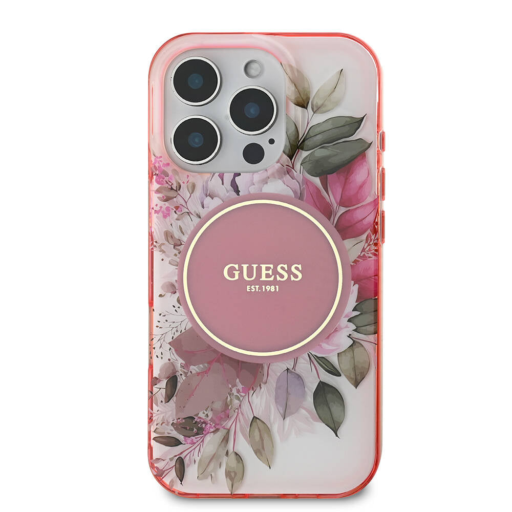 iPhone 16 Pro Max Kılıf Guess Orjinal Lisanslı M-safe Şarj Özellikli Flower Tonal Circle Kapak