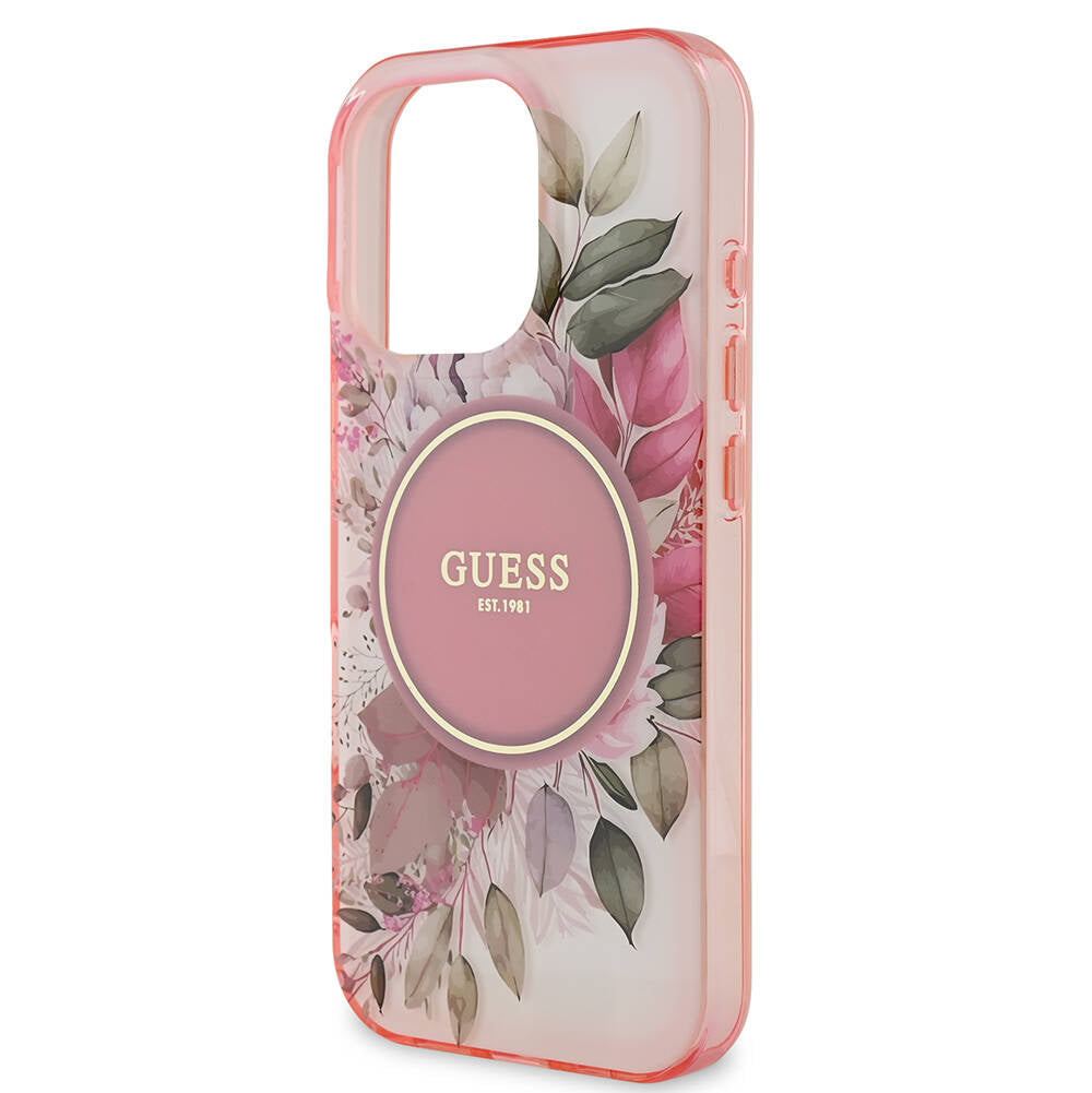 iPhone 16 Pro Max Kılıf Guess Orjinal Lisanslı M-safe Şarj Özellikli Flower Tonal Circle Kapak