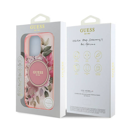 iPhone 16 Pro Max Kılıf Guess Orjinal Lisanslı M-safe Şarj Özellikli Flower Tonal Circle Kapak
