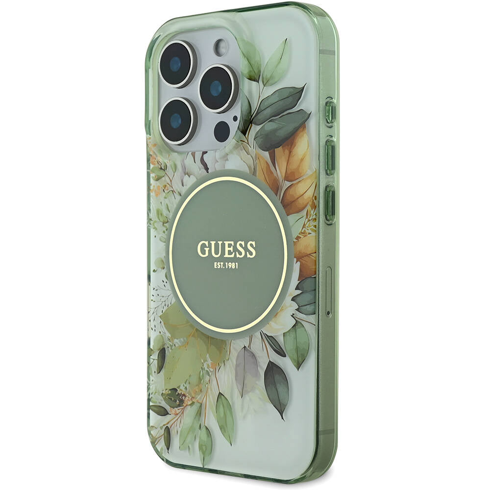 iPhone 16 Pro Max Kılıf Guess Orjinal Lisanslı M-safe Şarj Özellikli Flower Tonal Circle Kapak