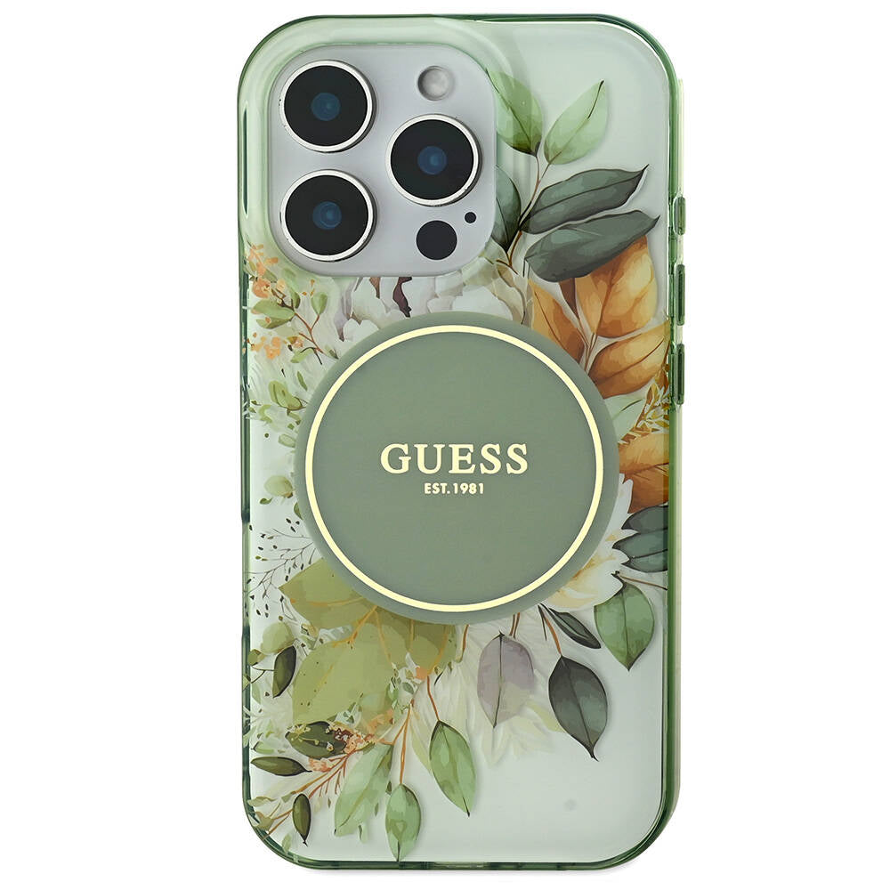 iPhone 16 Pro Max Kılıf Guess Orjinal Lisanslı M-safe Şarj Özellikli Flower Tonal Circle Kapak