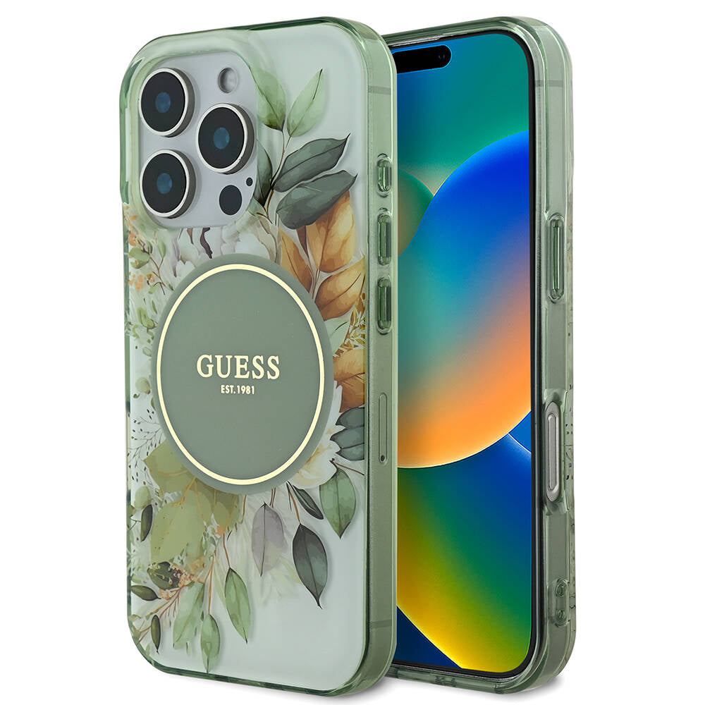 iPhone 16 Pro Max Kılıf Guess Orjinal Lisanslı M-safe Şarj Özellikli Flower Tonal Circle Kapak