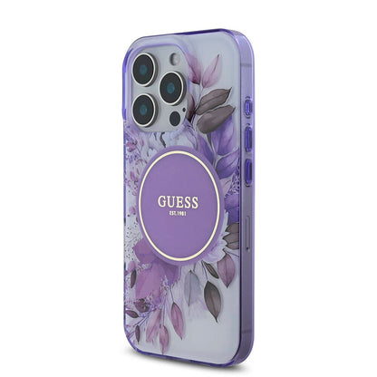 iPhone 16 Pro Max Kılıf Guess Orjinal Lisanslı M-safe Şarj Özellikli Flower Tonal Circle Kapak