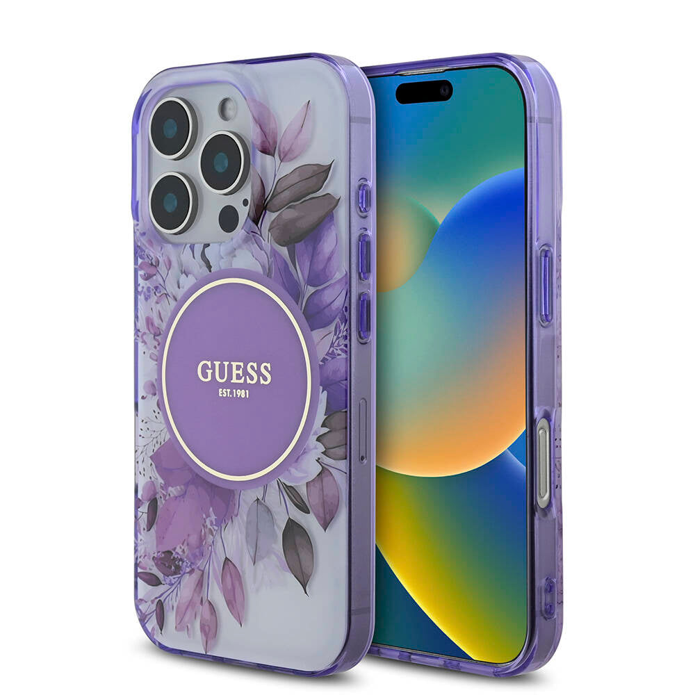 iPhone 16 Pro Max Kılıf Guess Orjinal Lisanslı M-safe Şarj Özellikli Flower Tonal Circle Kapak
