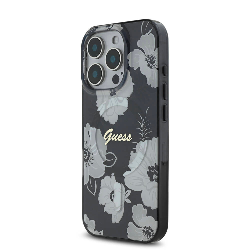 iPhone 16 Pro Max Kılıf Guess Orjinal Lisanslı M-safe Şarj Özellikli Flower Tone On Tone Ring Kapak