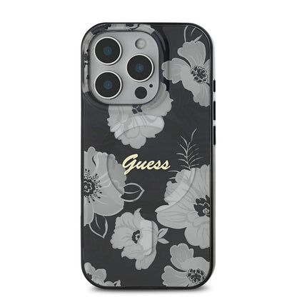 iPhone 16 Pro Max Kılıf Guess Orjinal Lisanslı M-safe Şarj Özellikli Flower Tone On Tone Ring Kapak