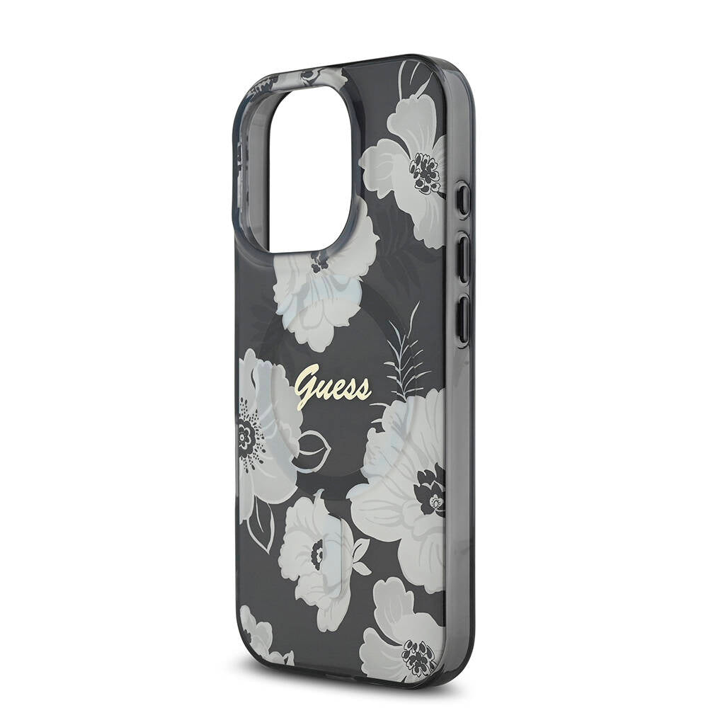 iPhone 16 Pro Max Kılıf Guess Orjinal Lisanslı M-safe Şarj Özellikli Flower Tone On Tone Ring Kapak