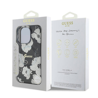 iPhone 16 Pro Max Kılıf Guess Orjinal Lisanslı M-safe Şarj Özellikli Flower Tone On Tone Ring Kapak