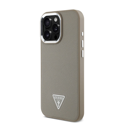 iPhone 16 Pro Max Kılıf Guess Orjinal Lisanslı M-safe Şarj Özellikli Grained Triangle Kapak