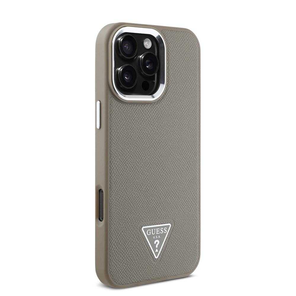 iPhone 16 Pro Max Kılıf Guess Orjinal Lisanslı M-safe Şarj Özellikli Grained Triangle Kapak