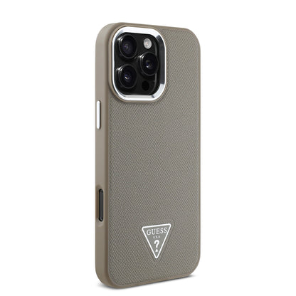 iPhone 16 Pro Max Kılıf Guess Orjinal Lisanslı M-safe Şarj Özellikli Grained Triangle Kapak