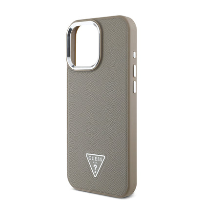 iPhone 16 Pro Max Kılıf Guess Orjinal Lisanslı M-safe Şarj Özellikli Grained Triangle Kapak