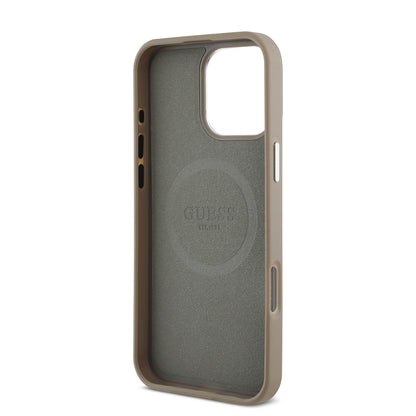 iPhone 16 Pro Max Kılıf Guess Orjinal Lisanslı M-safe Şarj Özellikli Grained Triangle Kapak