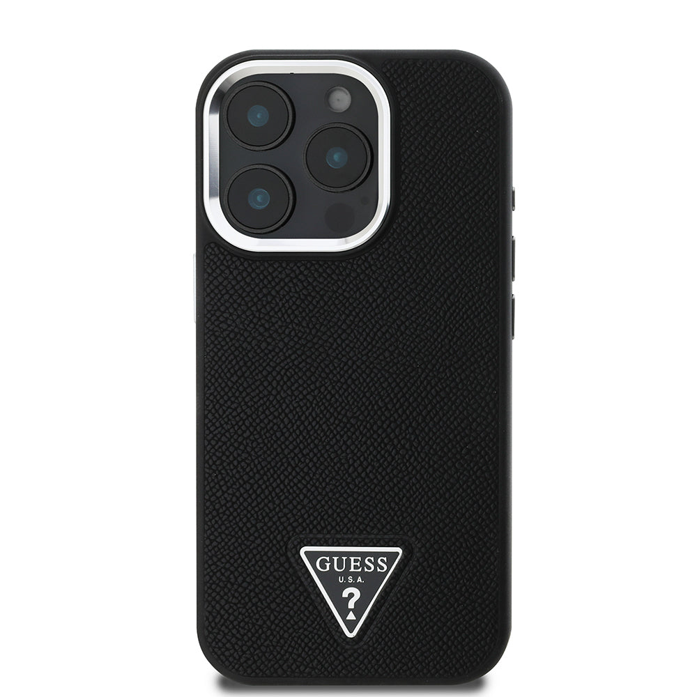 iPhone 16 Pro Max Kılıf Guess Orjinal Lisanslı M-safe Şarj Özellikli Grained Triangle Kapak