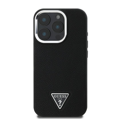 iPhone 16 Pro Max Kılıf Guess Orjinal Lisanslı M-safe Şarj Özellikli Grained Triangle Kapak