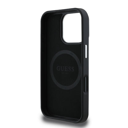 iPhone 16 Pro Max Kılıf Guess Orjinal Lisanslı M-safe Şarj Özellikli Grained Triangle Kapak