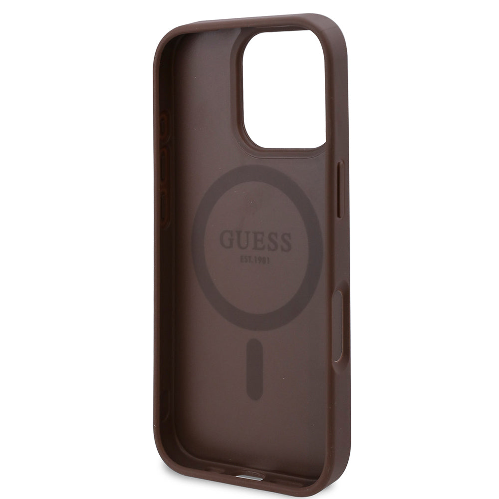 iPhone 16 Pro Max Kılıf Guess Orjinal Lisanslı M-safe Şarj Özellikli Gül Baskılı 4G Desenli Yazı Logolu Kapak