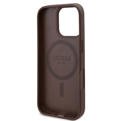 iPhone 16 Pro Max Kılıf Guess Orjinal Lisanslı M-safe Şarj Özellikli Gül Baskılı 4G Desenli Yazı Logolu Kapak
