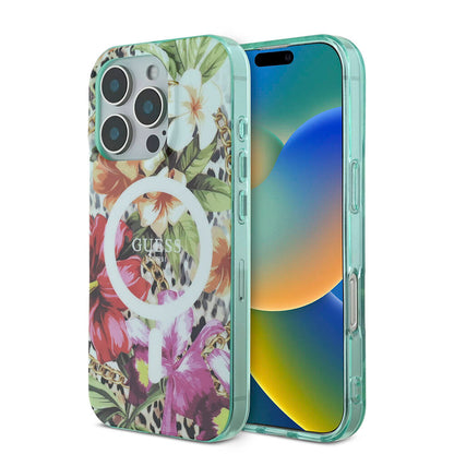 iPhone 16 Pro Max Kılıf Guess Orjinal Lisanslı M-safe Şarj Özellikli IML Baskılı Jungle Ring Kapak